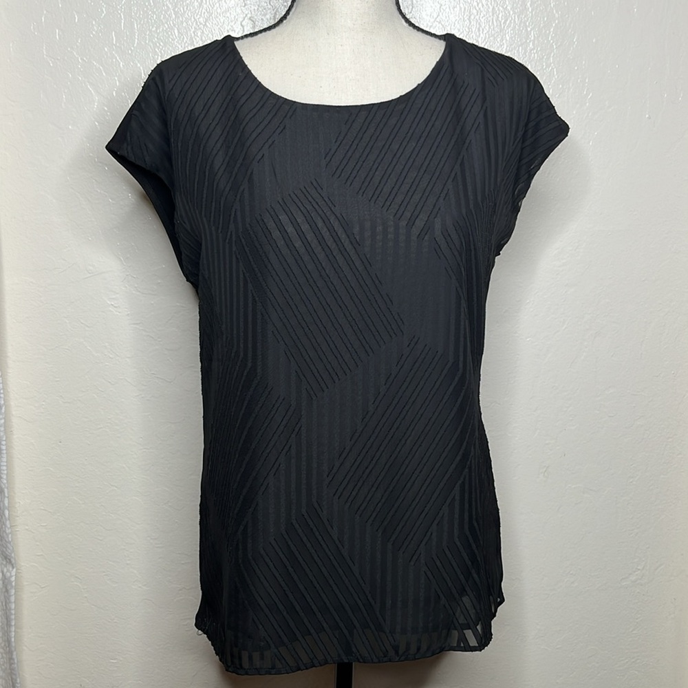 T Tahari black detailed pattern Blouse